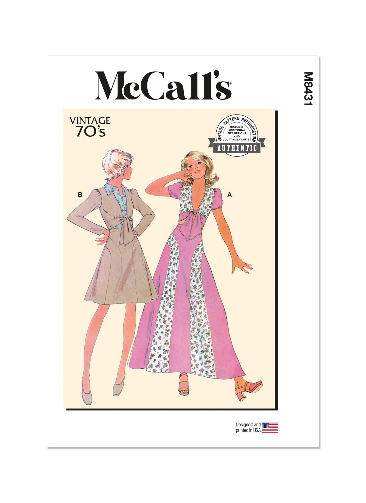 Patron McCall's n°8431 - Haut à nouer et jupe vintage des années 1970