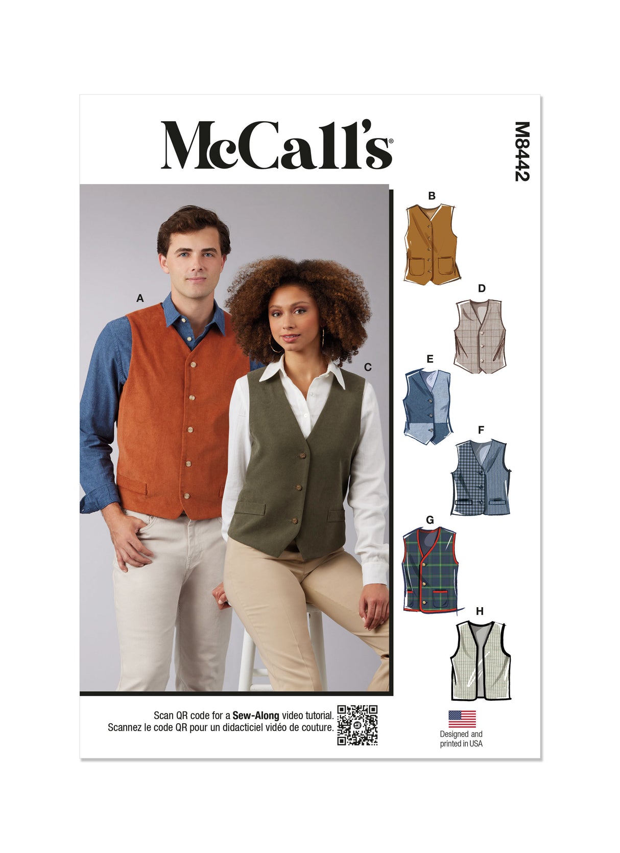 Patron McCall's n°8442 - Gilet doublé unisexe