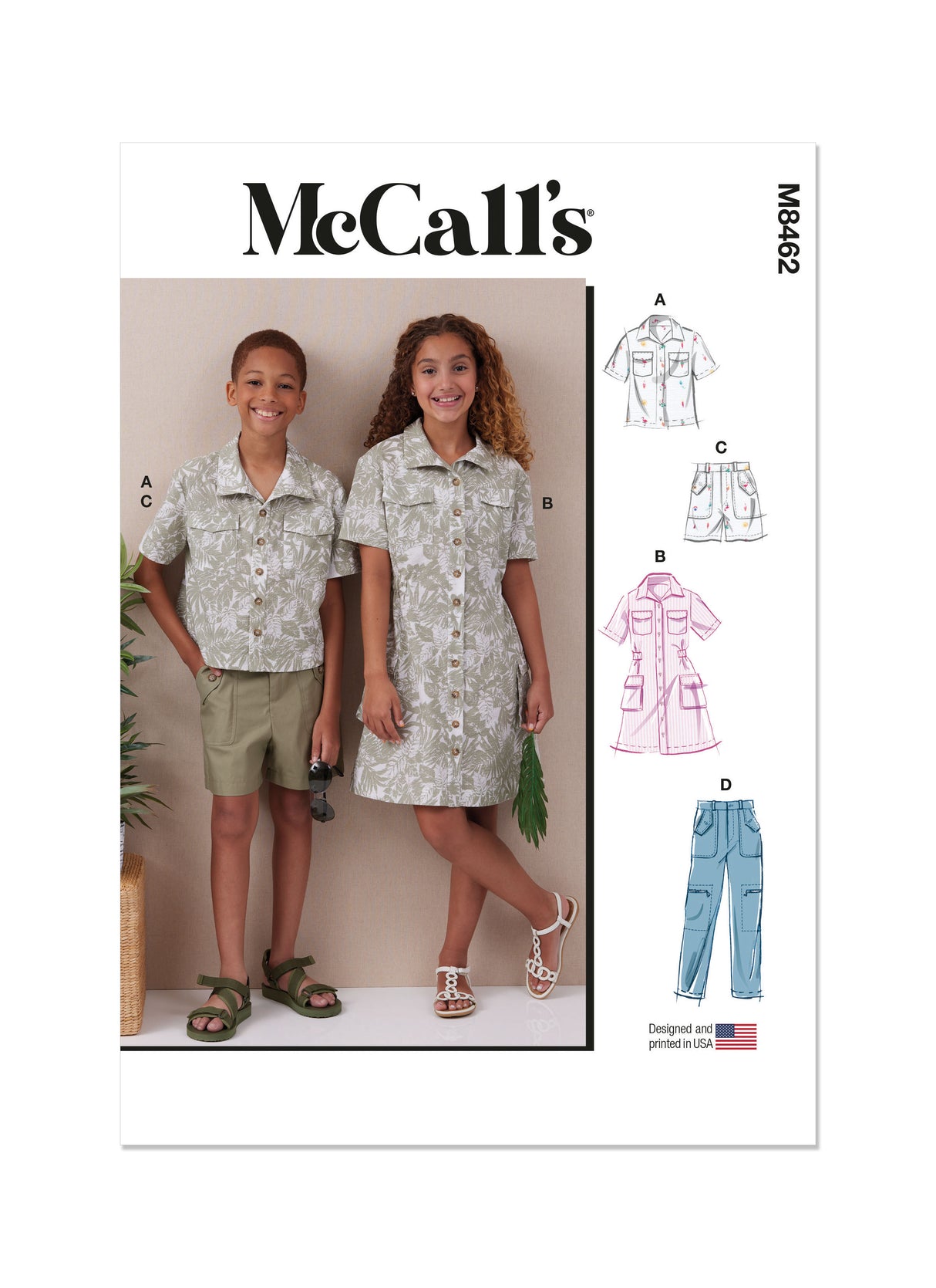 Patron McCall's n°8462 - Ensemble chemise, robe, short et pantalon pour enfants