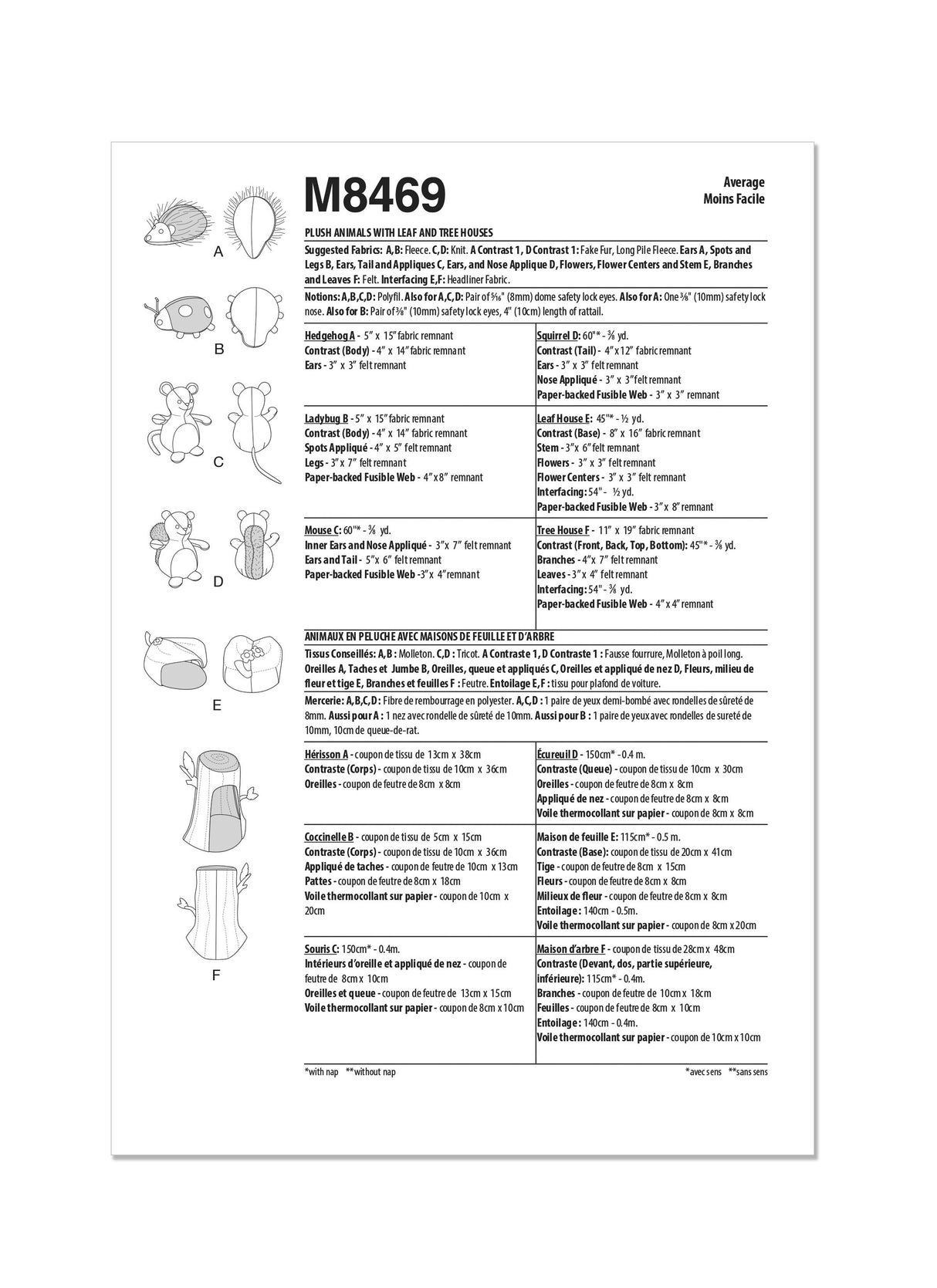 Patron McCall's n°8469 - Animaux en peluche et leurs maisons