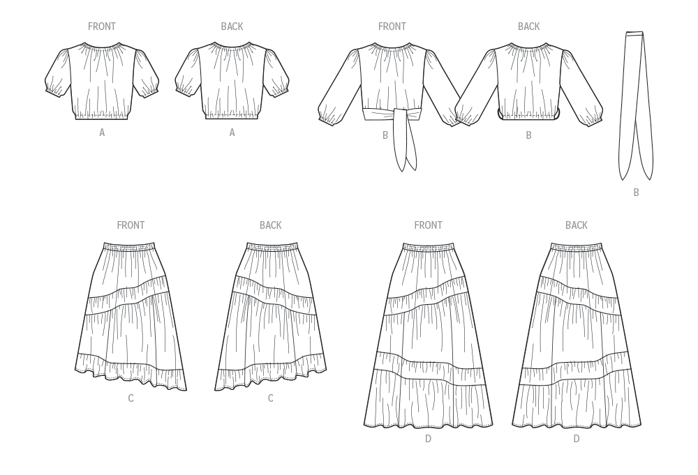 Patron McCall's n°8482 - Hauts courts et jupes asymétriques