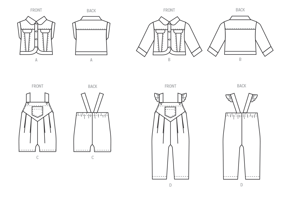 Patron McCall's n°8487 - Ensemble pour bébés : gilet, veste et salopette