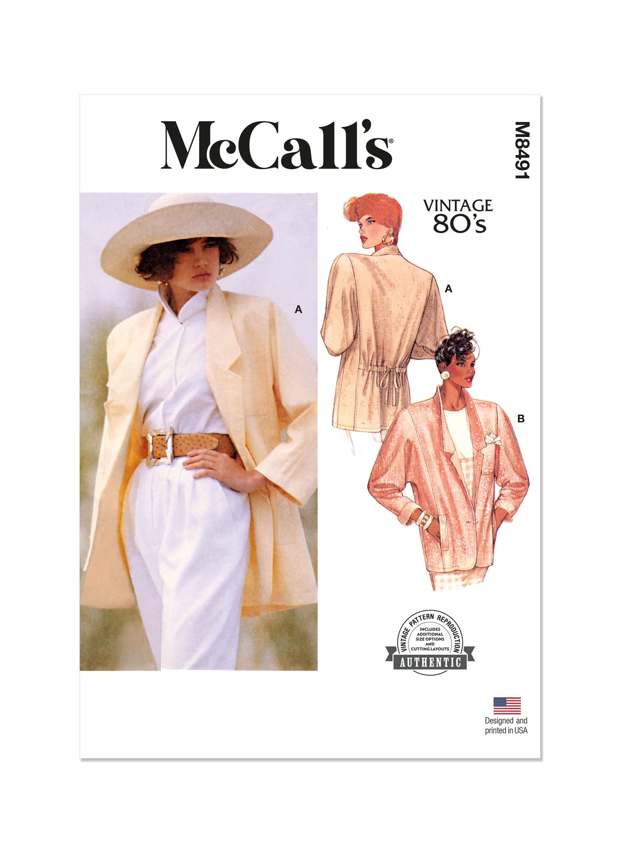 Patron McCall's n°8491 - Veste non doublée pour femmes