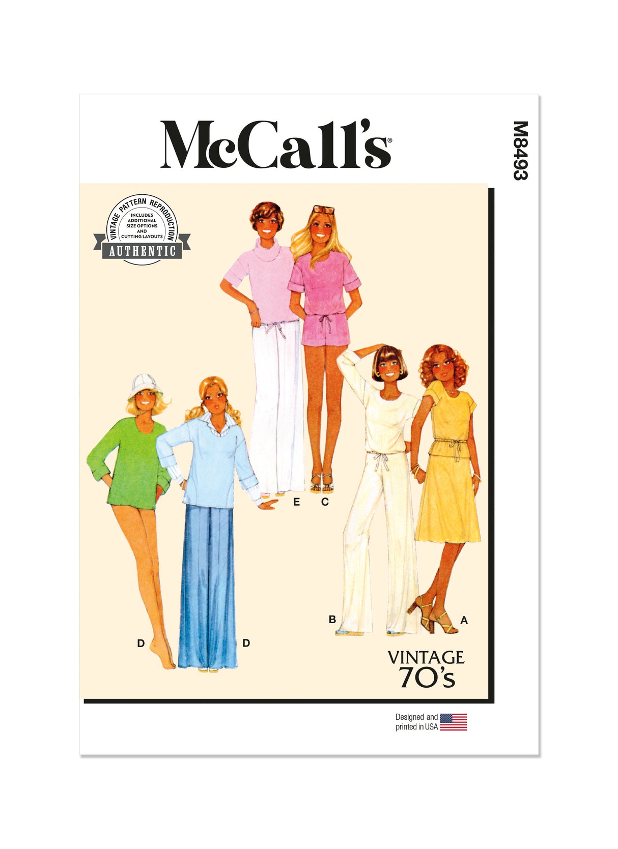 Patron McCall's n°8493 - Hauts, jupe, pantalon et short en maille pour femmes