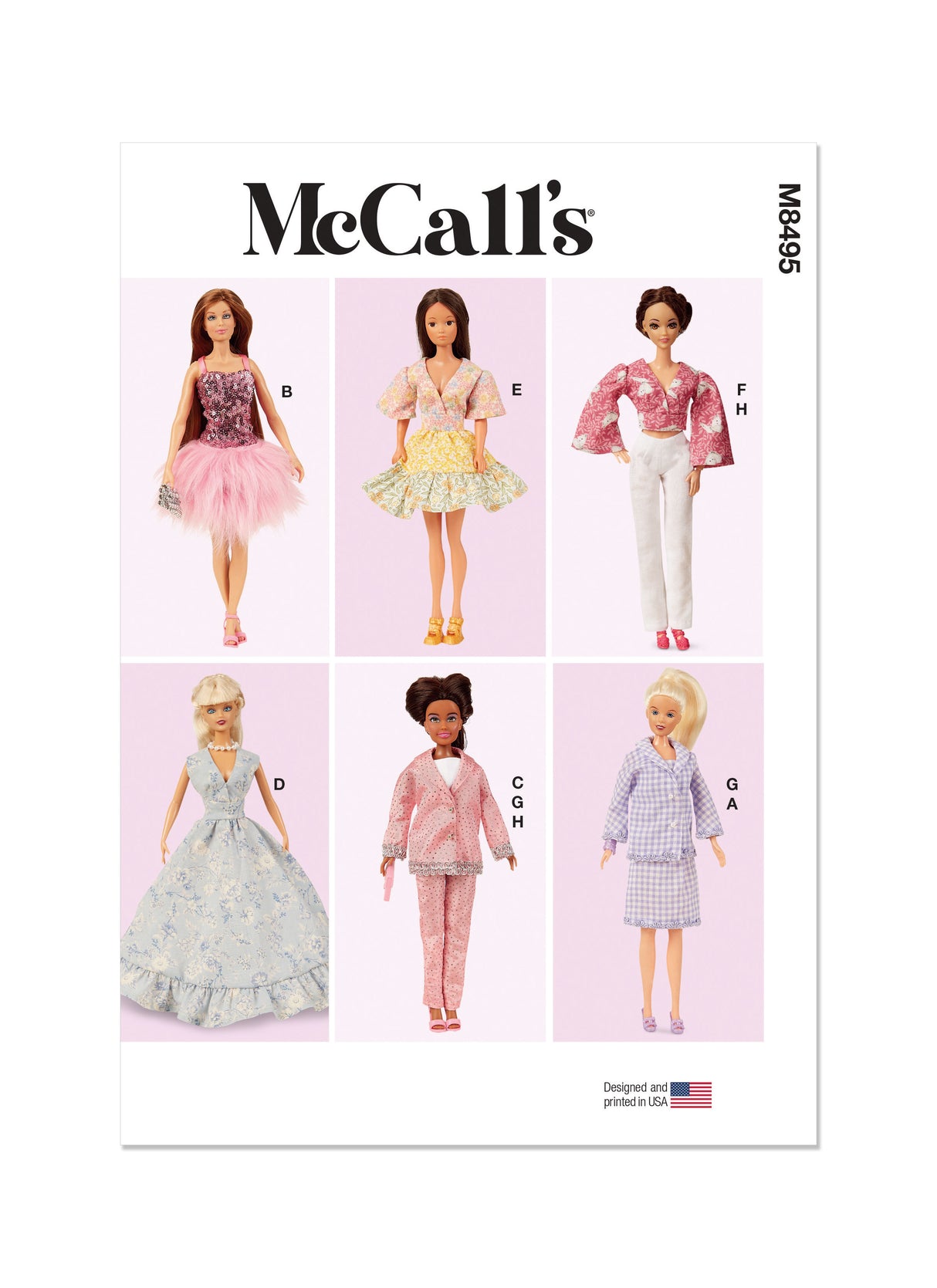 Patron McCall's n°8495 - Vêtements pour poupée mannequin de 29,5 cm
