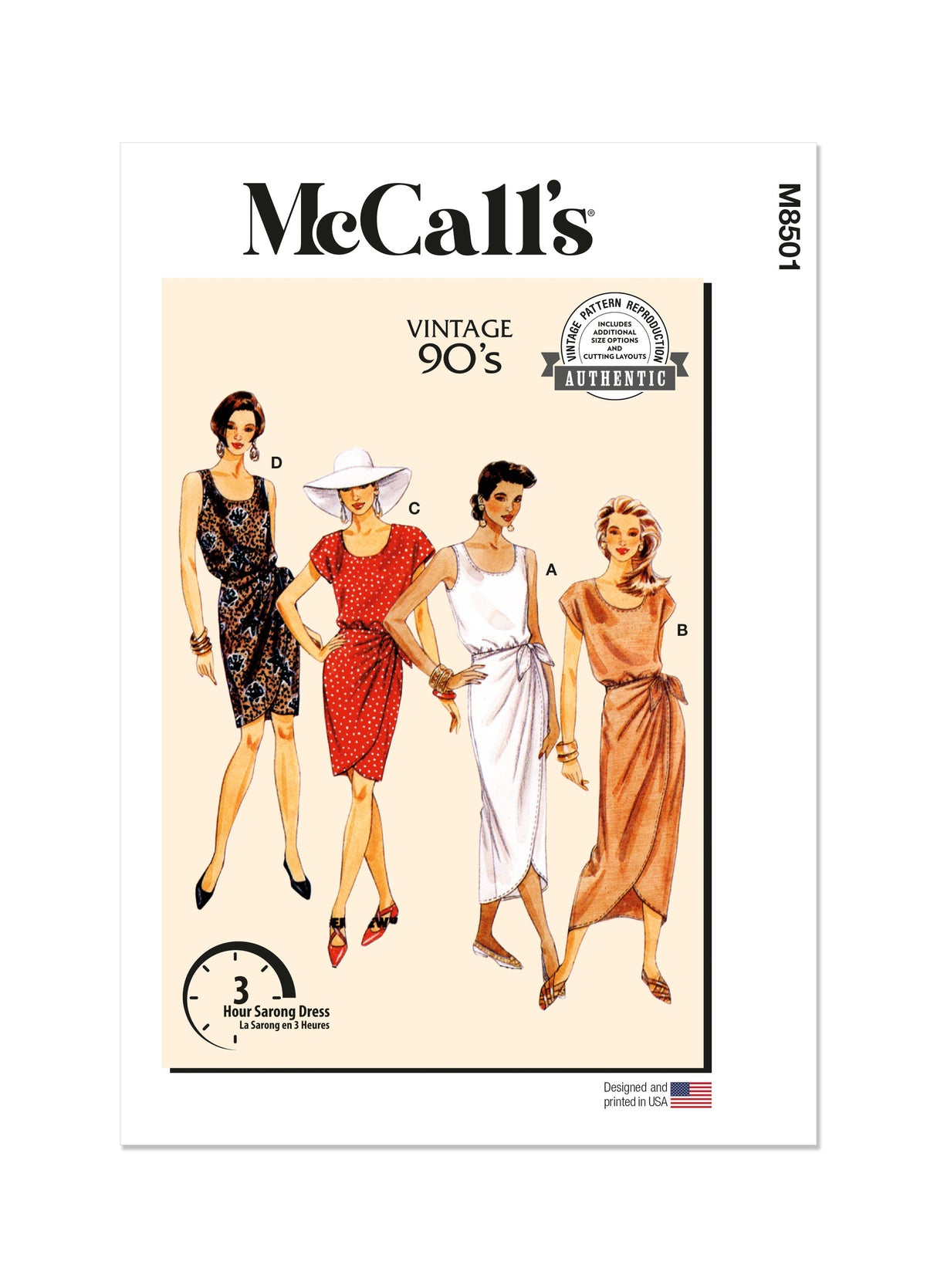 Patron McCall's n°8501 - Robe sarong des années 1990