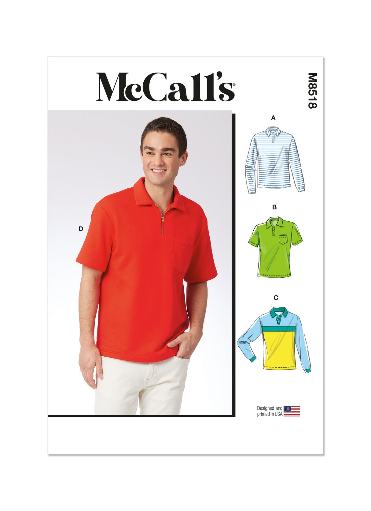 Patron McCall's n°8518 - Polos ajustés pour hommes