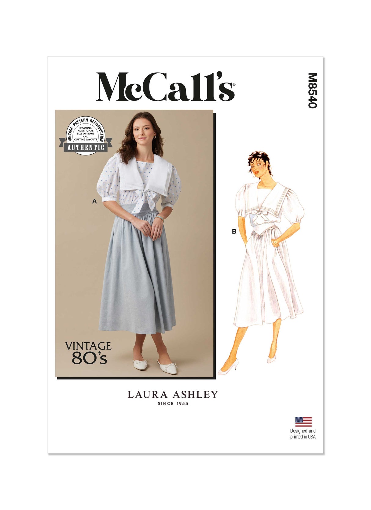 Patron McCall's n°8540 - Haut et jupe vintage élégants
