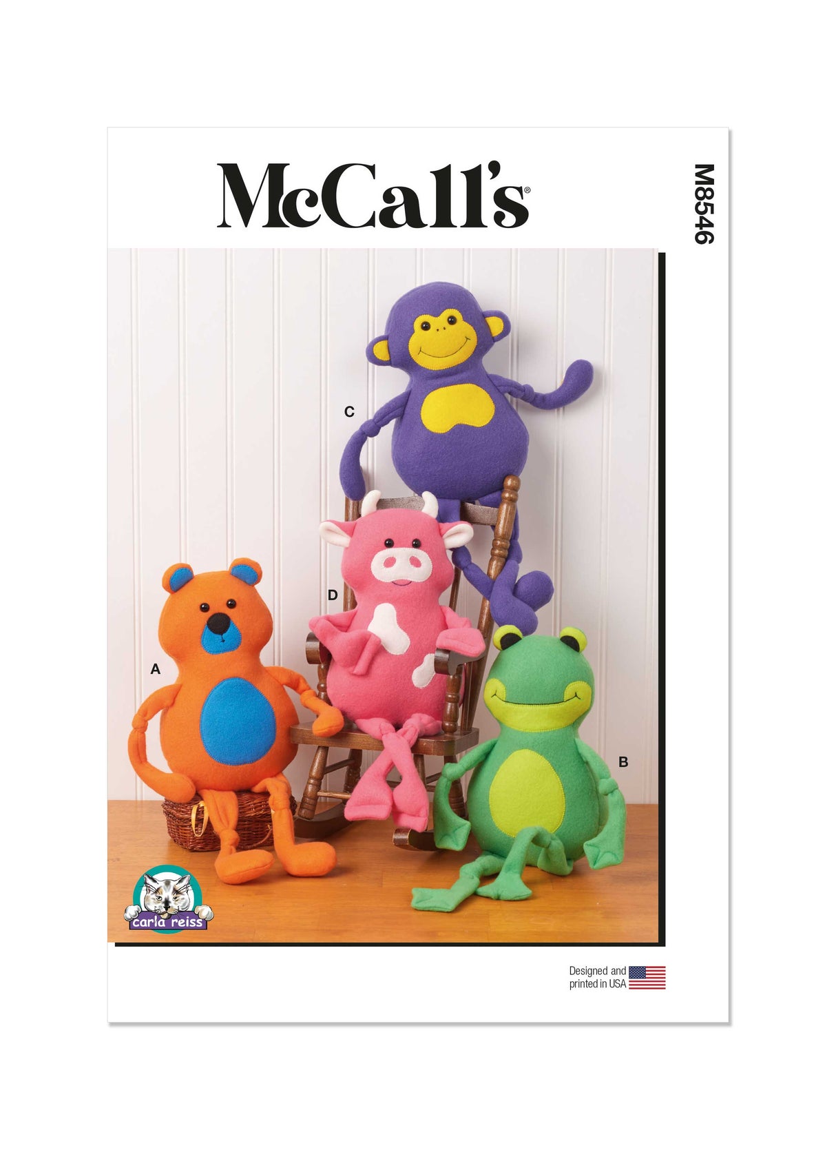 Patron McCall's n°8546 - Animaux en peluche de 43 cm