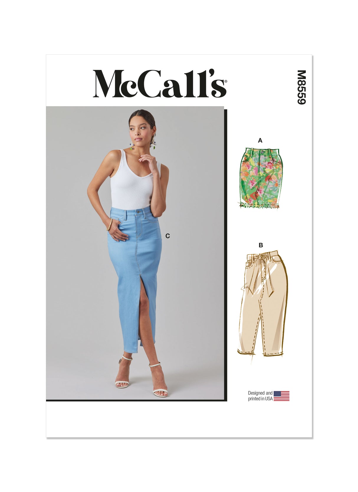 Patron McCall's n°8559 - Jupe jean trois longueurs