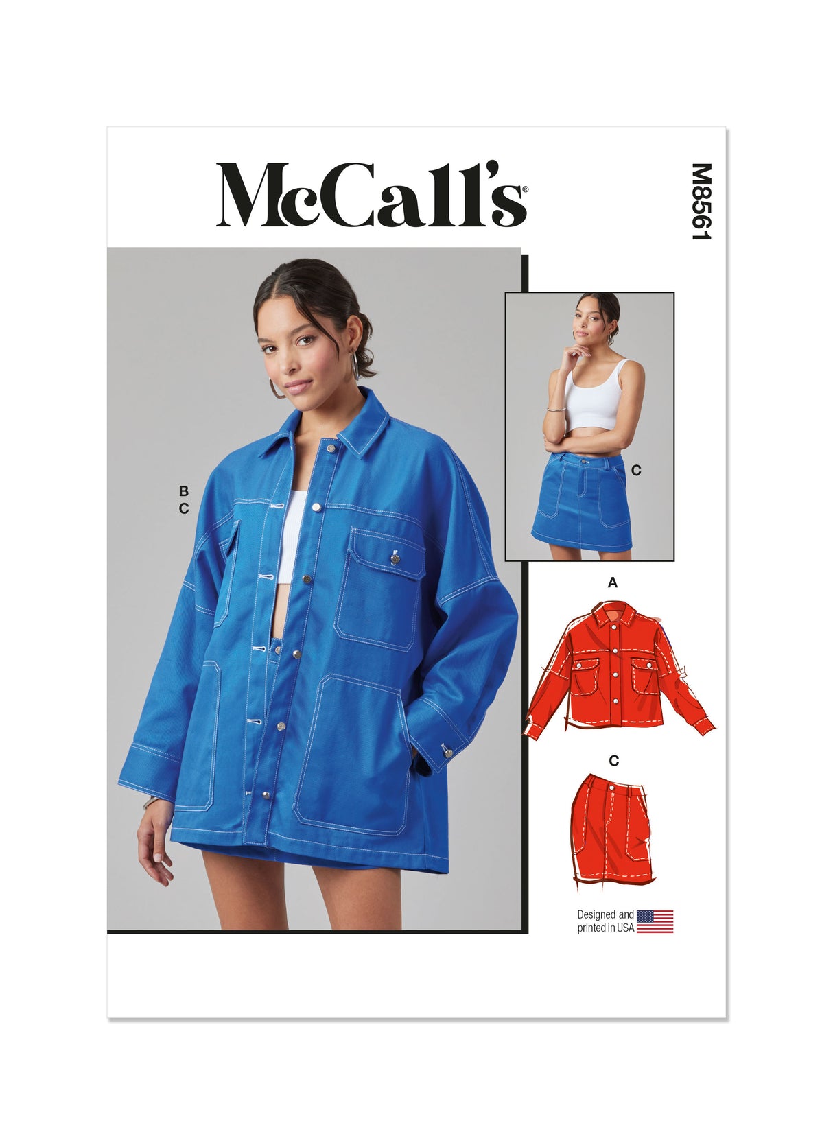 Patron McCall's n°8561 - Veste boutonnée deux longueurs et jupe