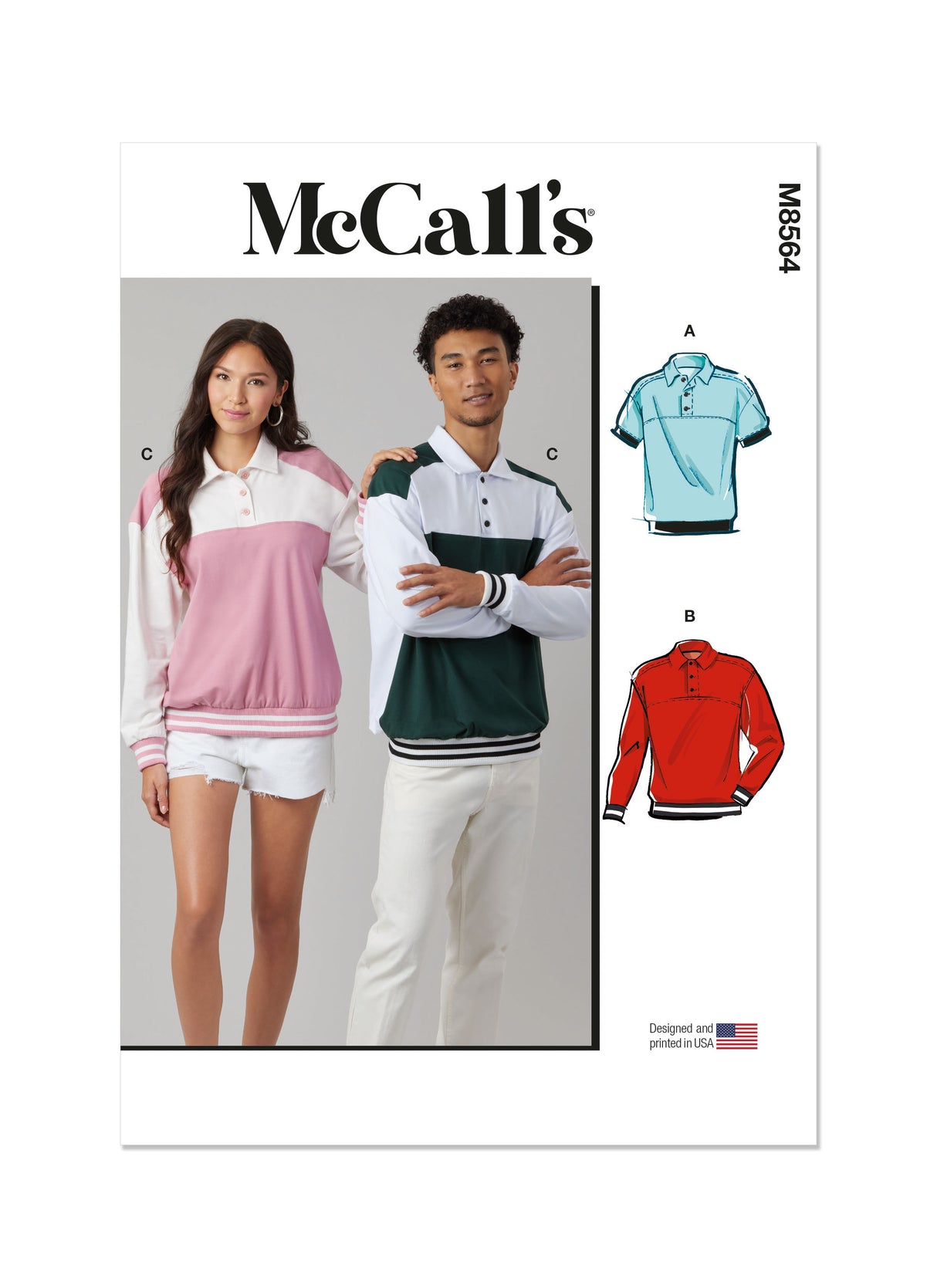 Patron McCall's n°8564 - Top unisexe à col et finitions bord‑côte