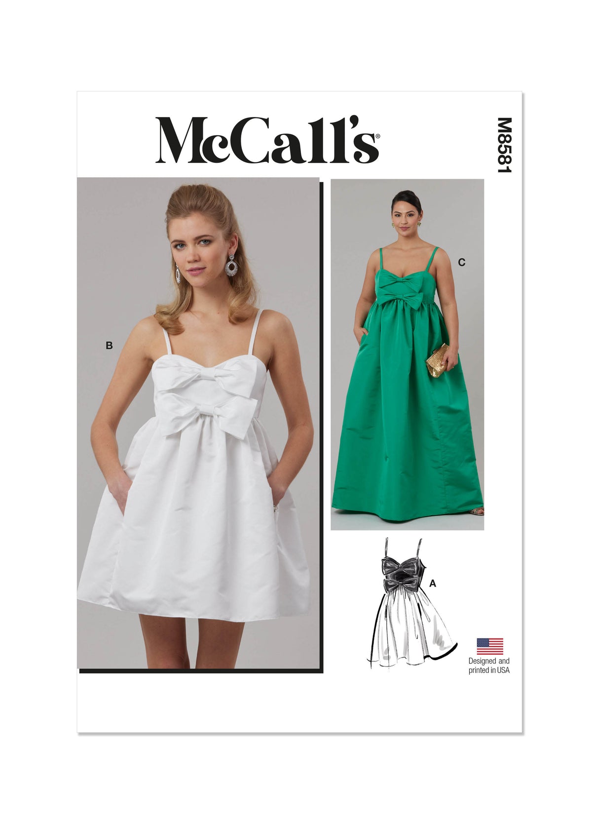 Patron McCall's n°8581 - Robe empire à col cœur et nœud double