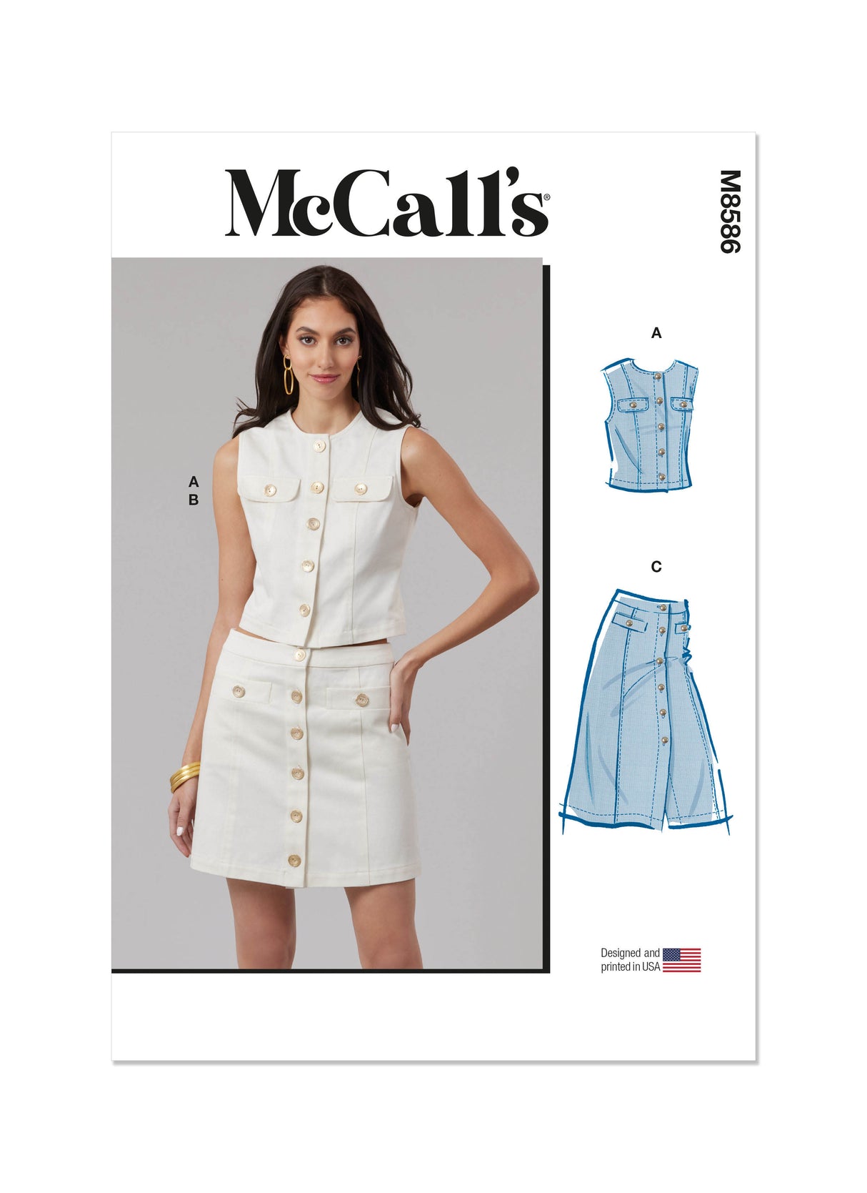 Patron McCall's n°8586 - Top ajusté et jupe trapèze en deux longueurs