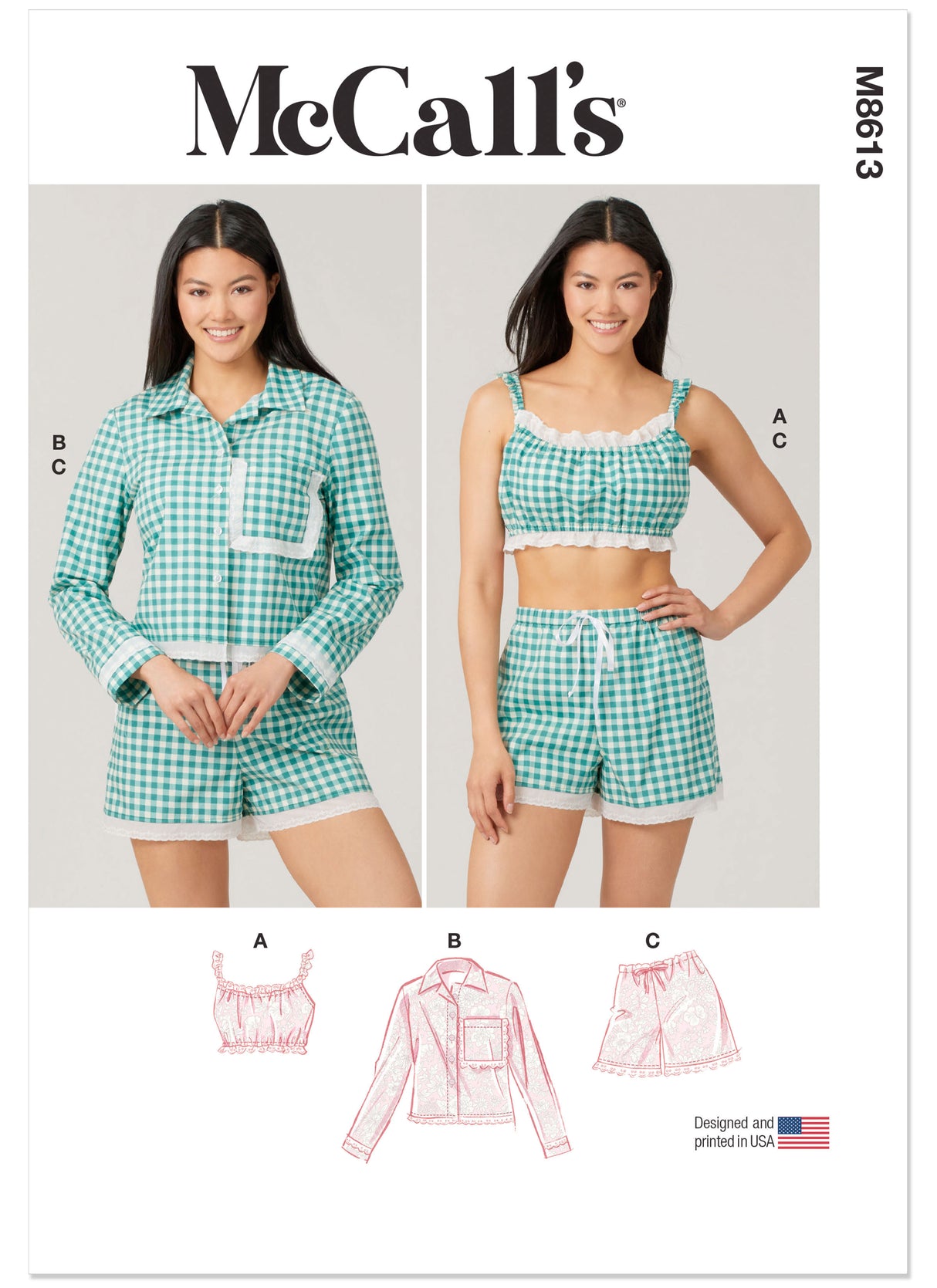 Patron McCall's n°8613 - Haut boutonné, bralette & short coordonnés