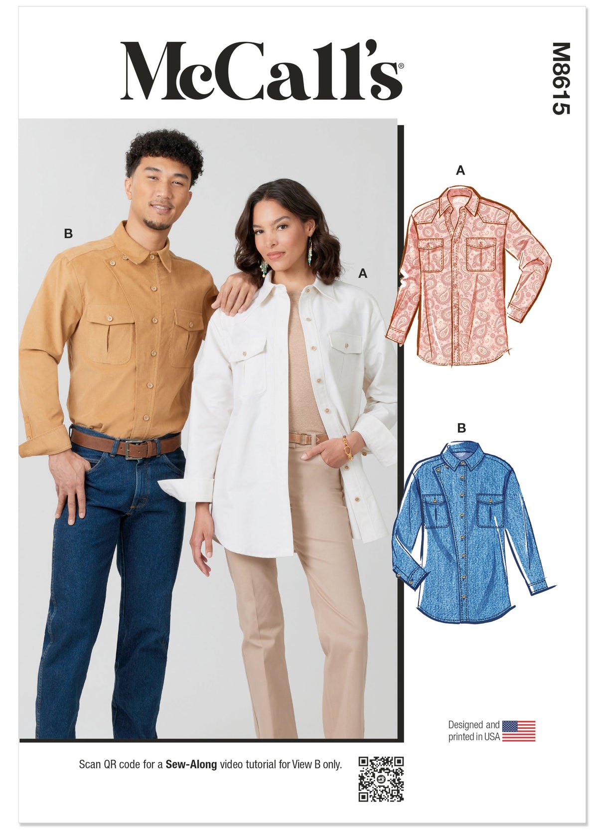 Patron McCall's n°8615 - Chemise unisexe boutonnée
