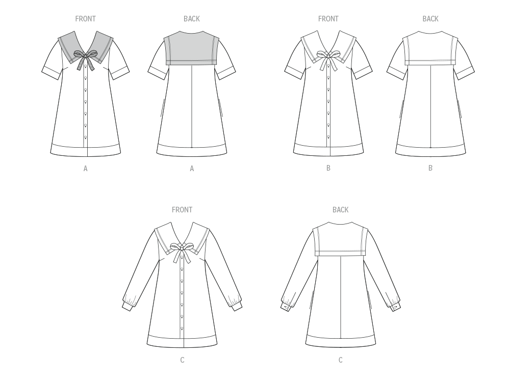 Patron McCall's n°8625 – Robe trapèze à col Claudine