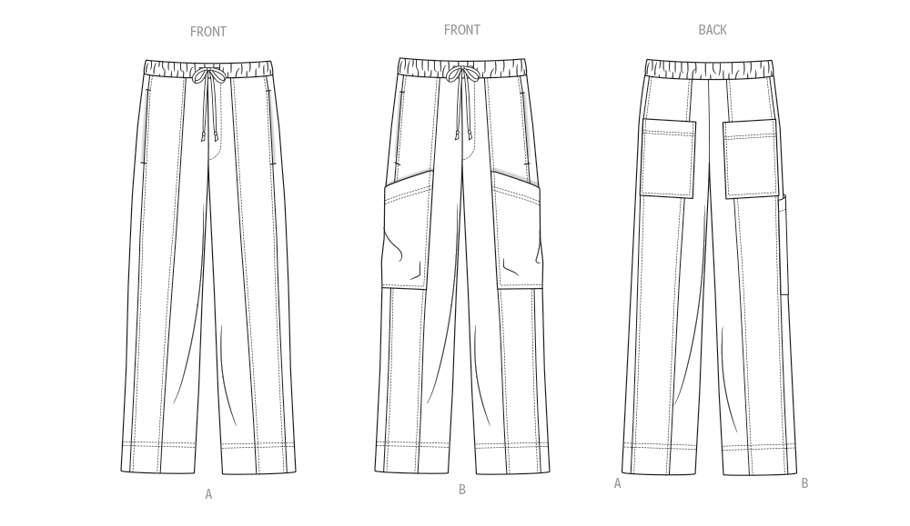 Patron McCall's n°8636 – Pantalons à enfiler sont dotés d’une taille élastiquée avec des cordons