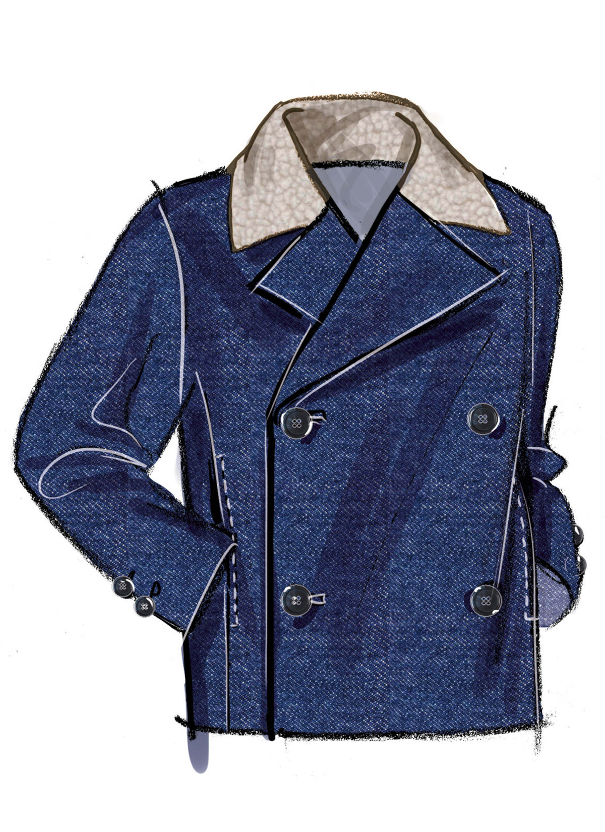Patron McCall's n°8638 – Veste croisée ample et doublée présente un grand col cloche