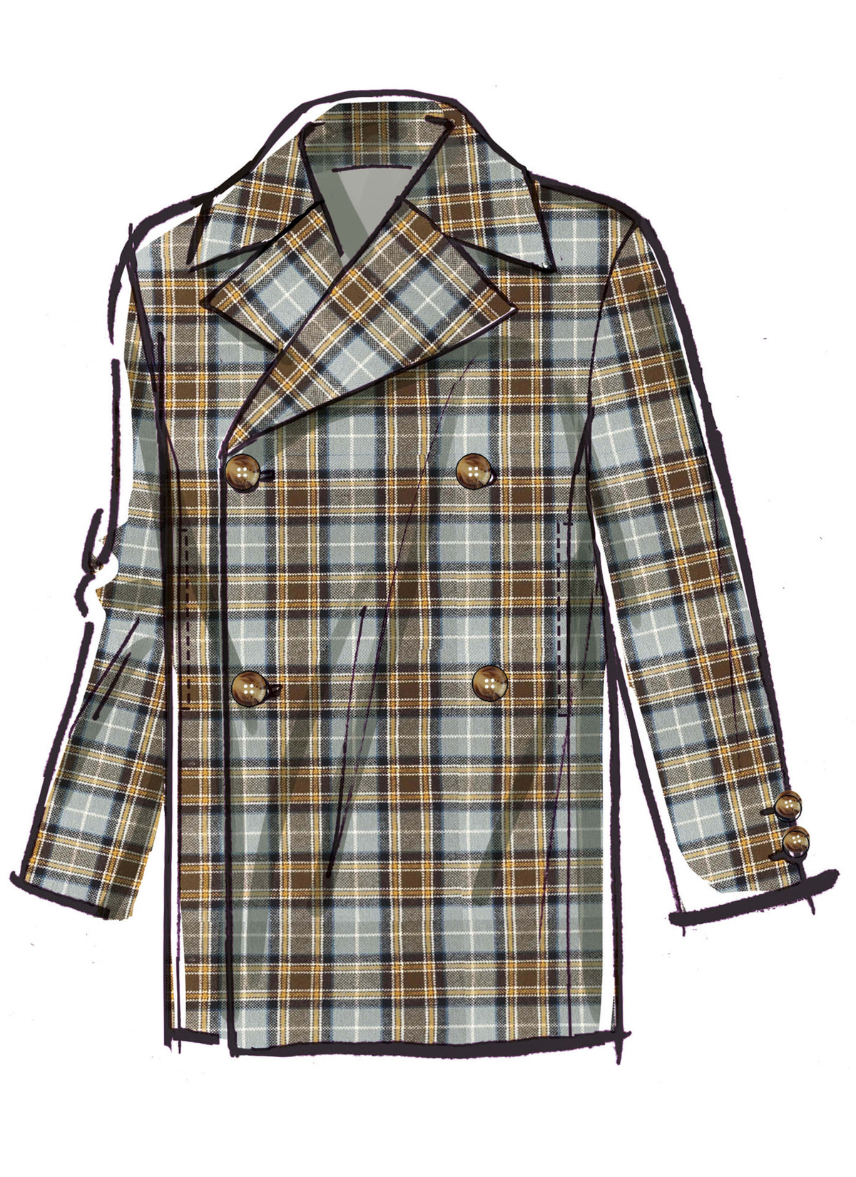 Patron McCall's n°8638 – Veste croisée ample et doublée présente un grand col cloche