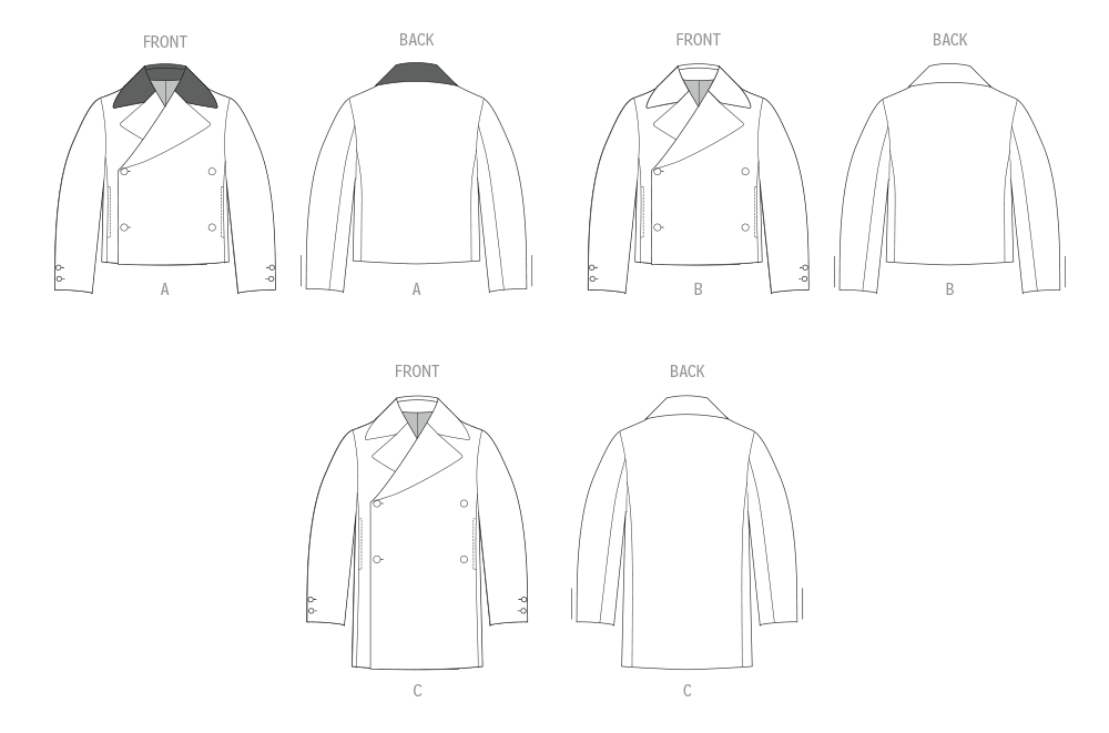 Patron McCall's n°8638 – Veste croisée ample et doublée présente un grand col cloche