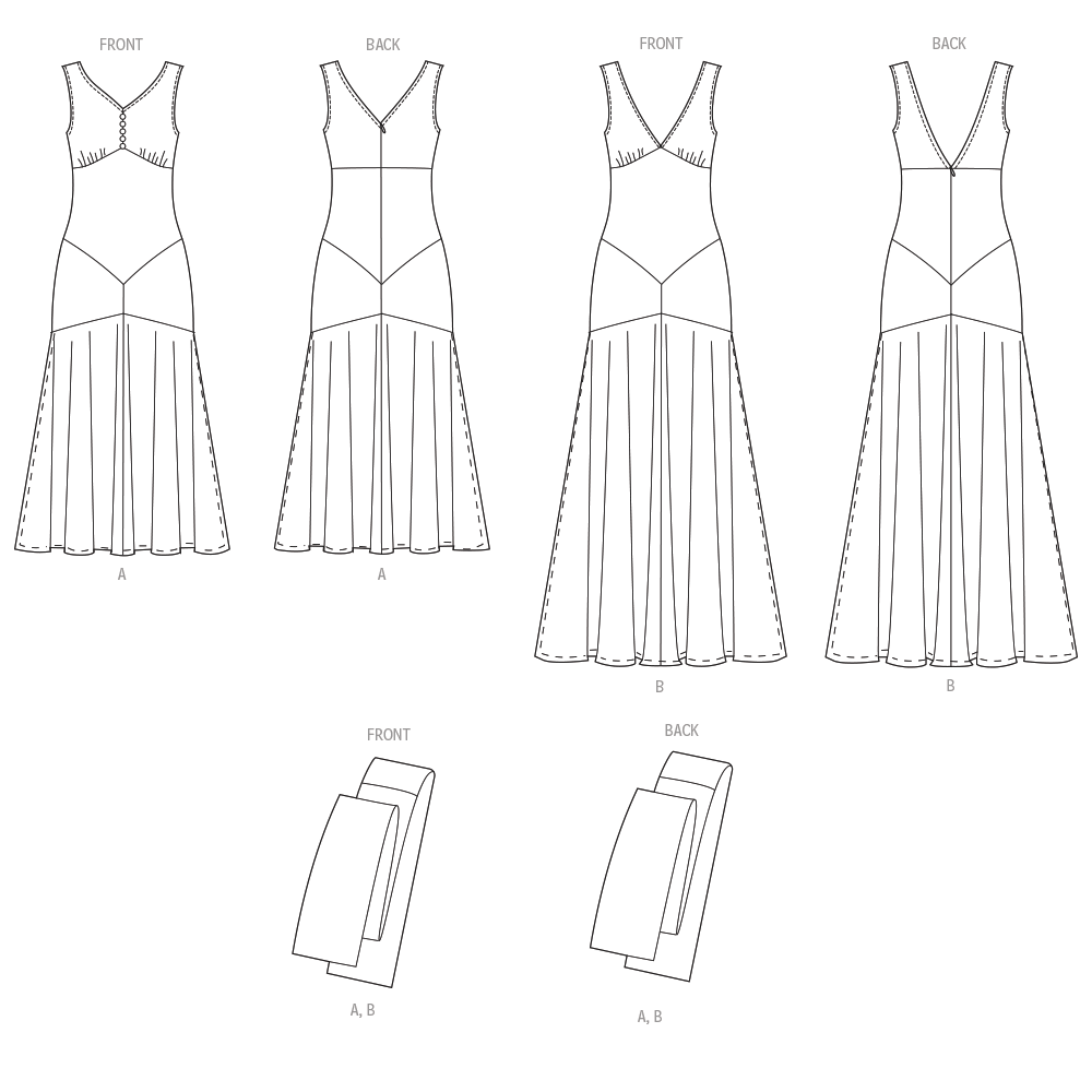 Patron McCall's n°8654 – Robes sans manches coupées en biais