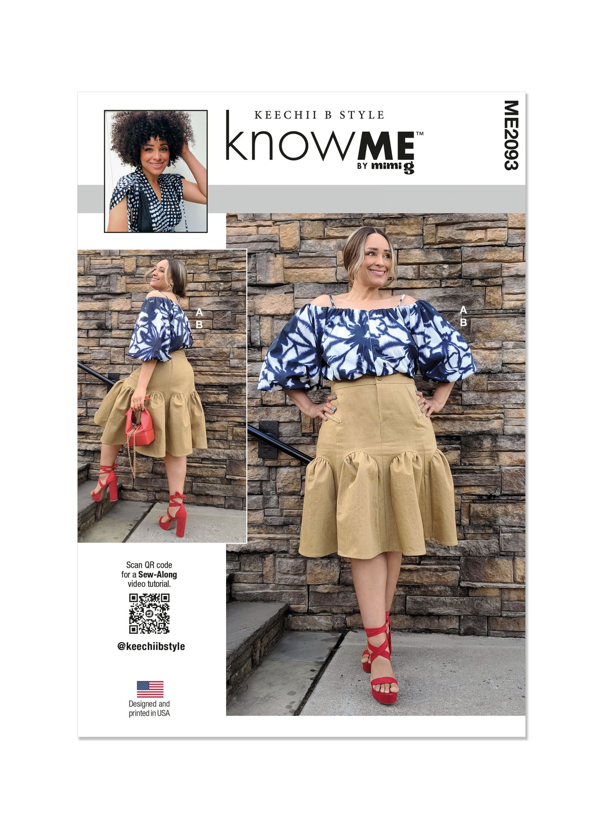 Patron Know Me n°2093 – Haut à manches bouffantes et jupe à godets pour femmes