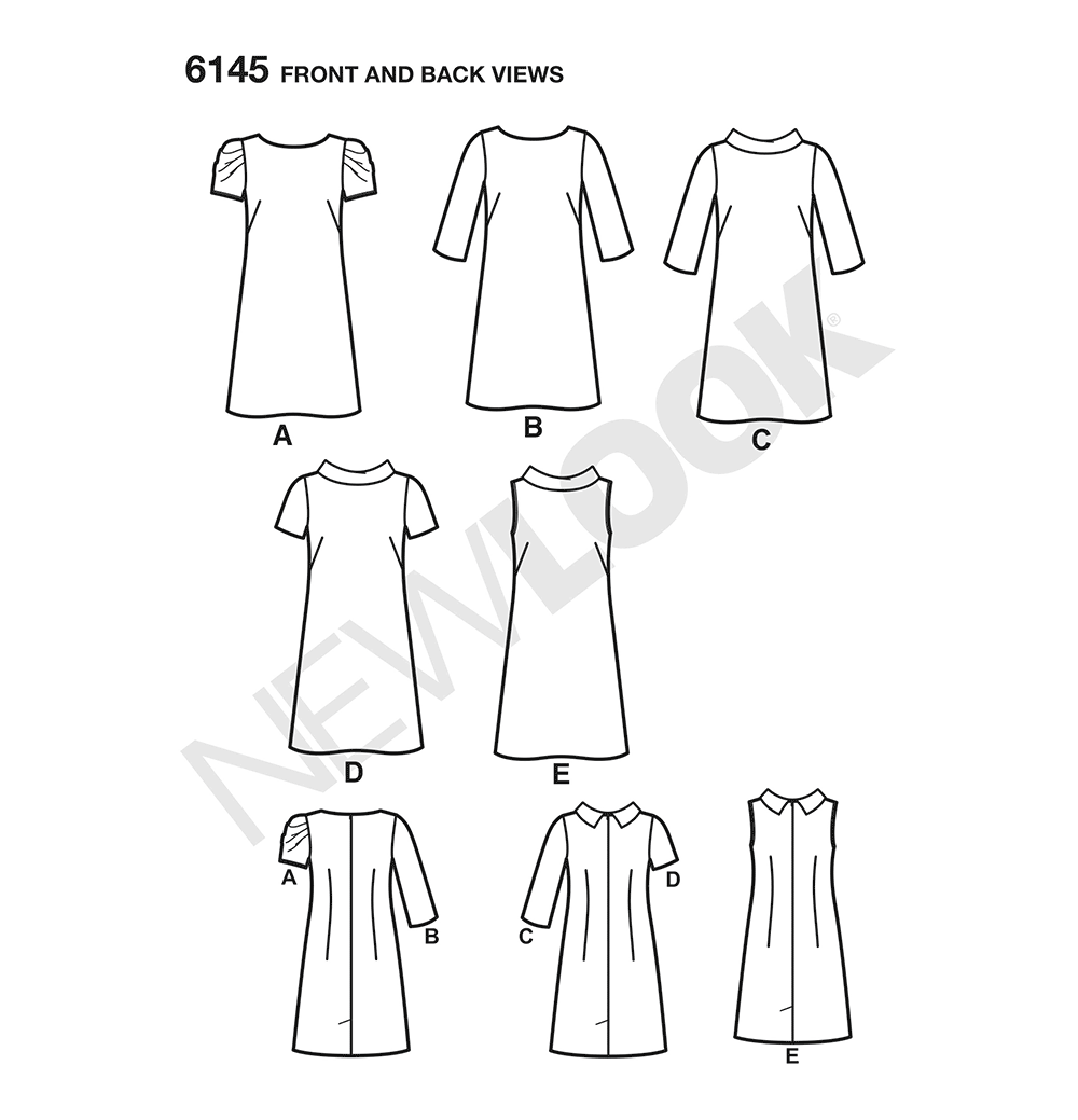 Patron New Look n°6145 - Robe droite
