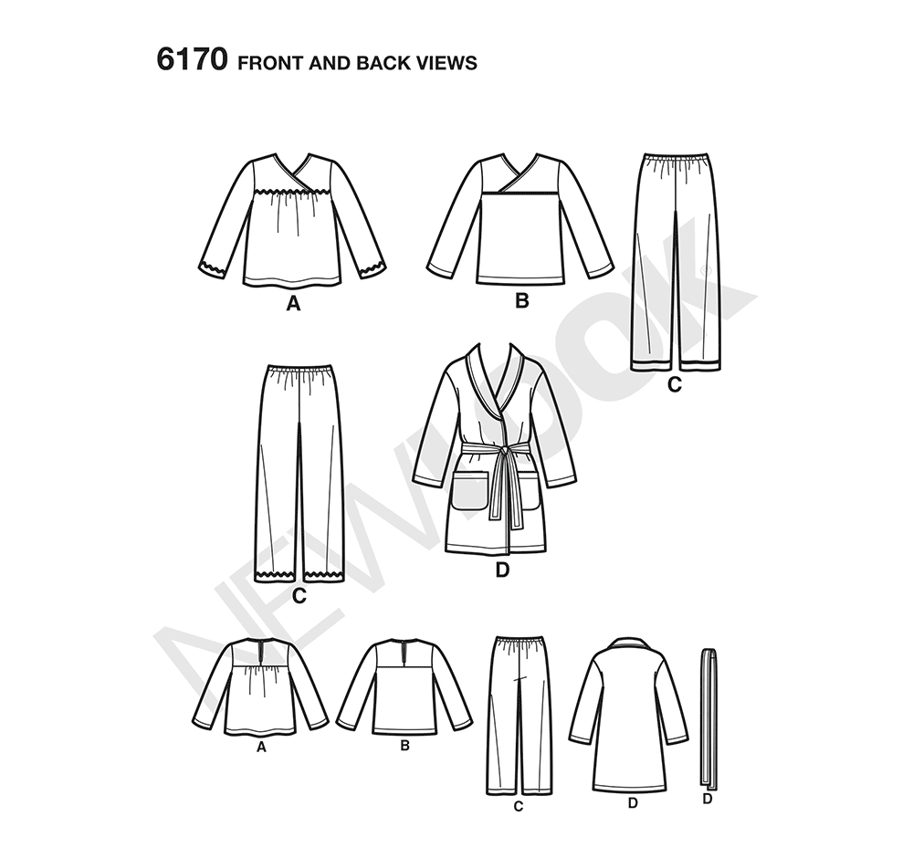 Patron New Look n°6170 - Vêtements de nuit pour enfants