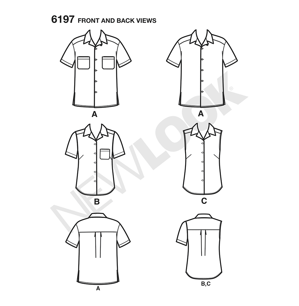 Patron New Look n°6197 - Chemise mixte