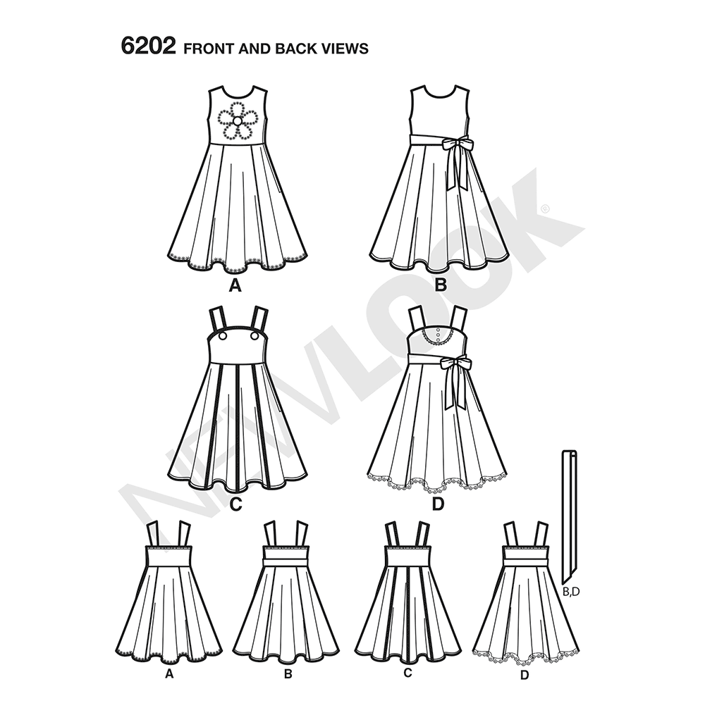 Patron New Look n°6202 - Robes et Ceinture pour Fillettes
