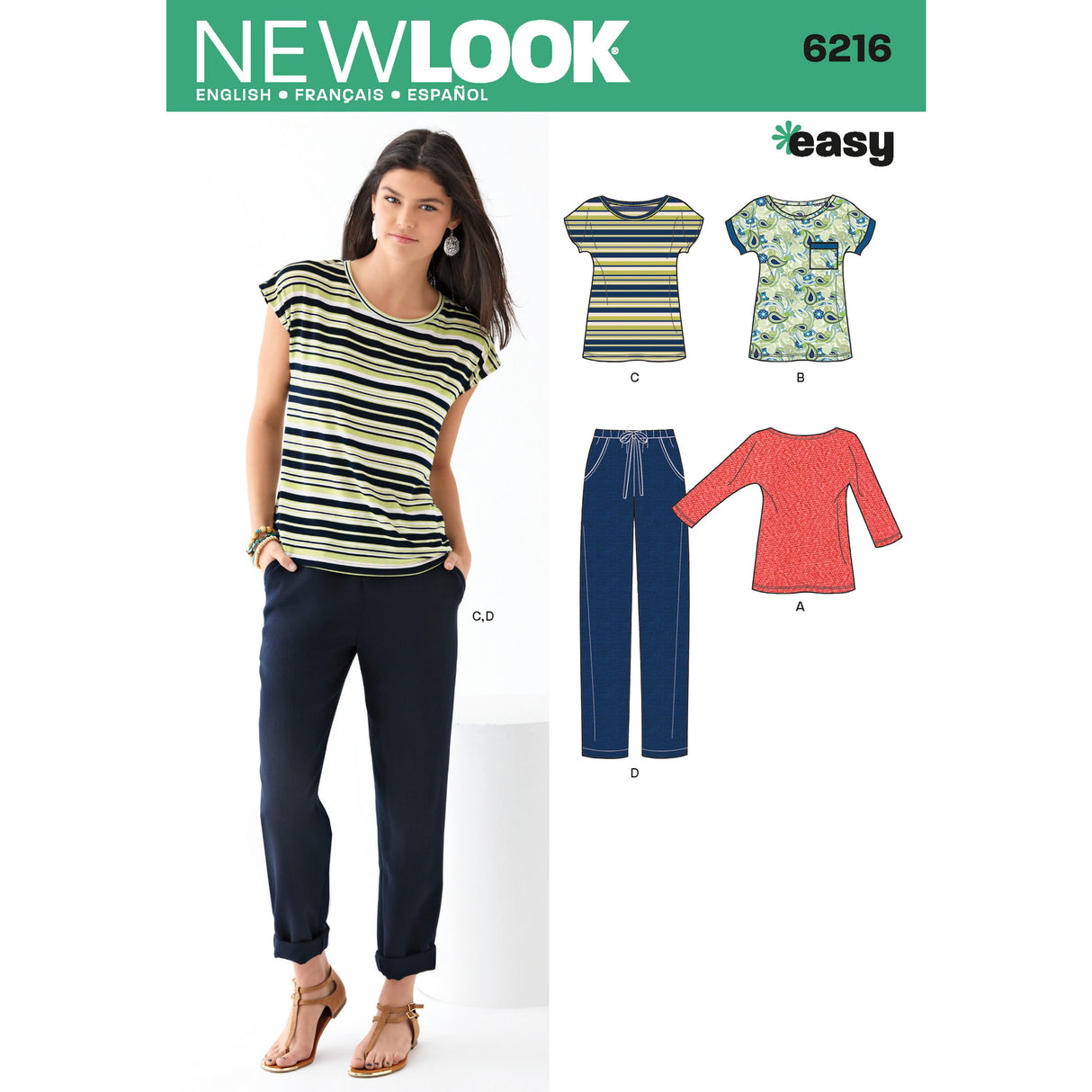 Patron New Look n°6216 - Ensemble femme : tee-shirt et pantalon