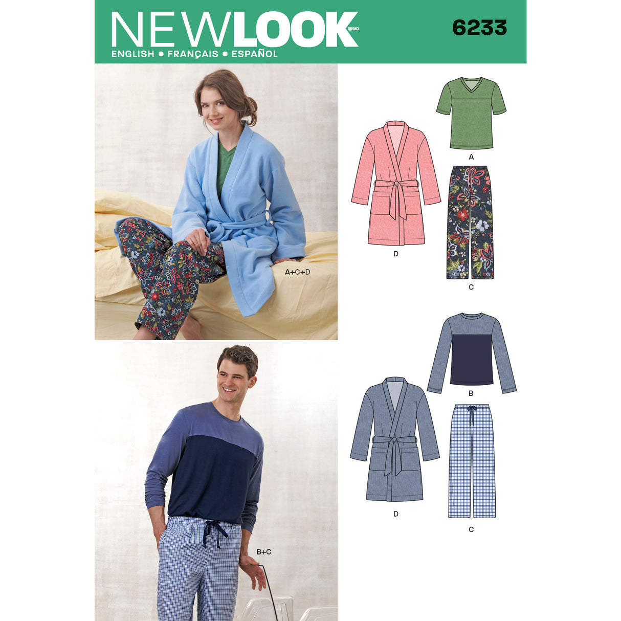 Patron New Look n°6233 - Pyjama mixte