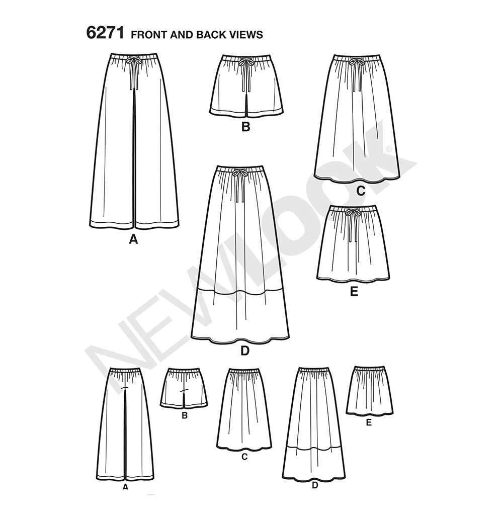 Patron New Look n°6271 – Jupe, short et pantalon