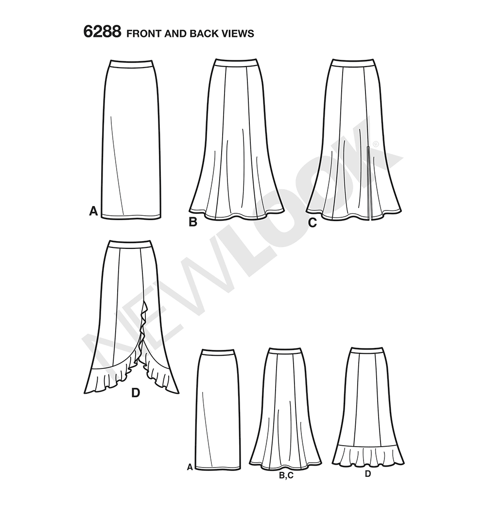 Patron New Look n°6288 – Jupe longue