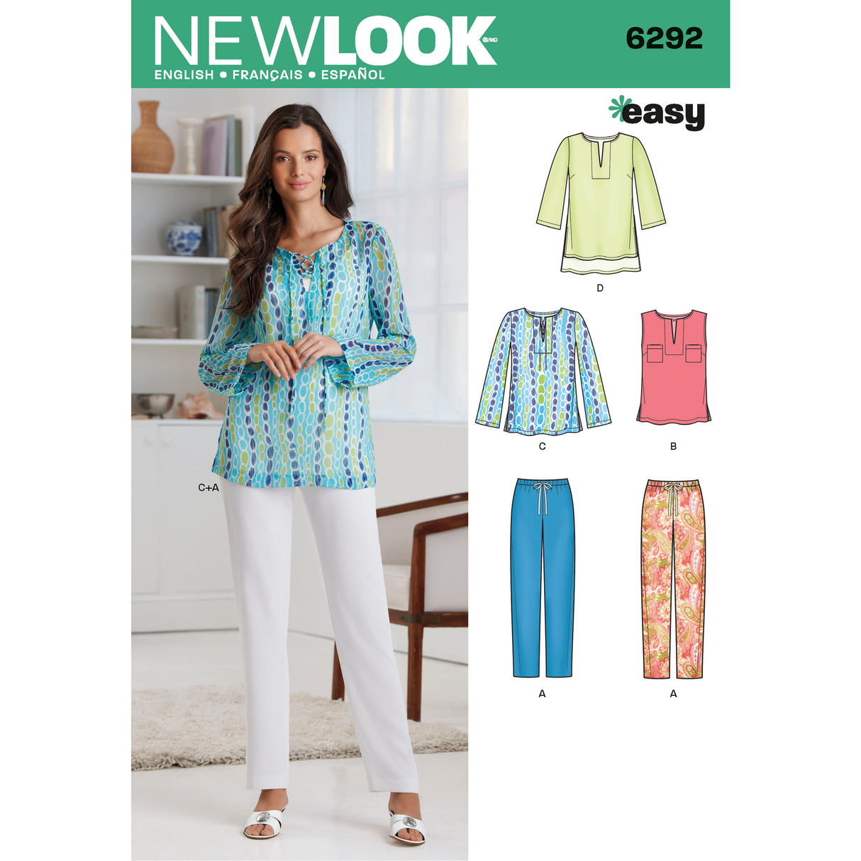 Patron New Look n°6292 – Ensemble féminin tunique et pantalon
