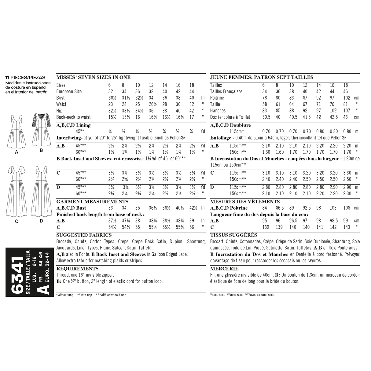 Patron New Look n°6341 – Robe princesse pour femme