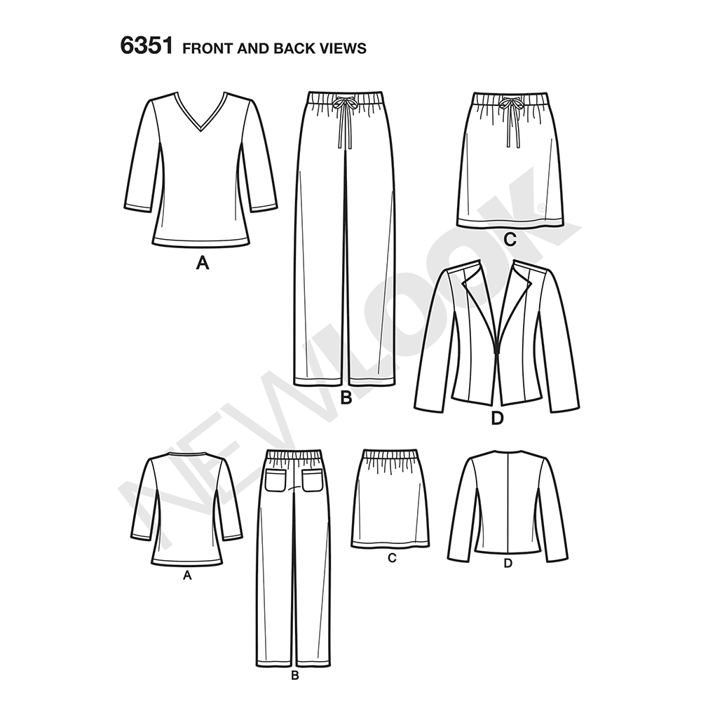 Patron New Look n°6351 – Ensemble féminin complet