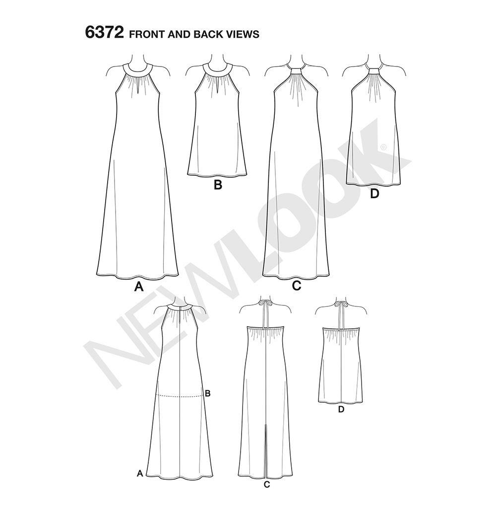 Patron New Look n°6372 – Robe à encolure américaine pour femme