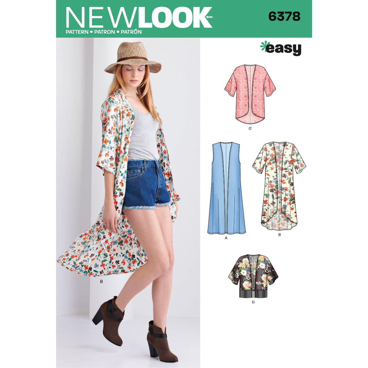 Patron New Look n°6378 – Kimono féminin