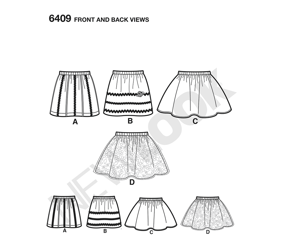 Patron New Look n°6409 - Jupe fillette