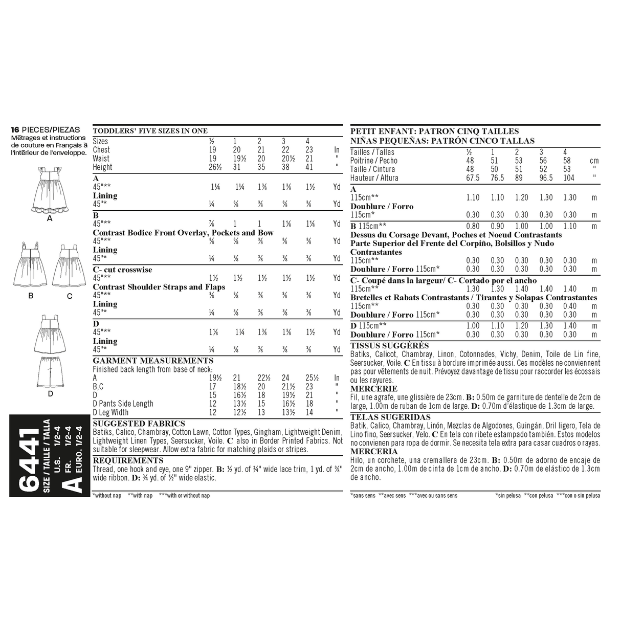 Patron New Look n°6441 – Robe à encolure carrée pour bébé