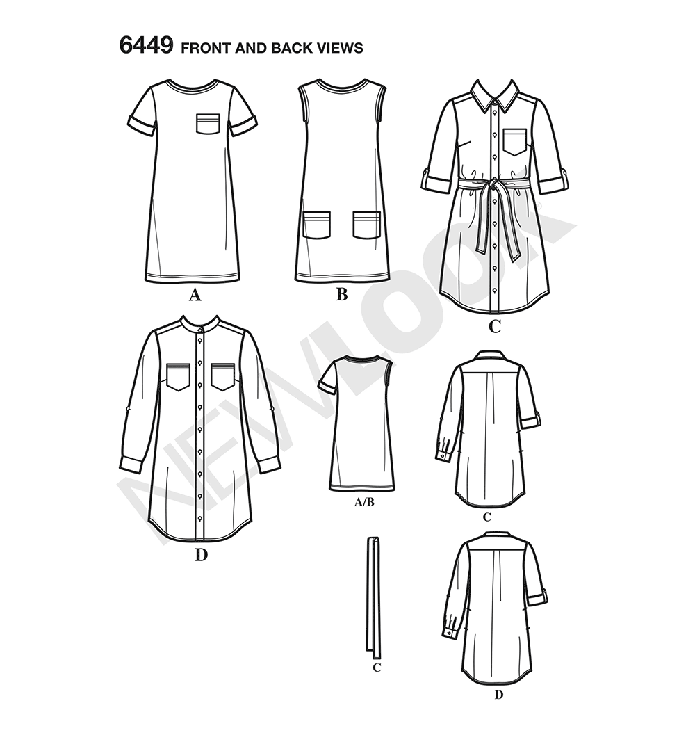 Patron New Look n°6449 – Robe chemise pour femme