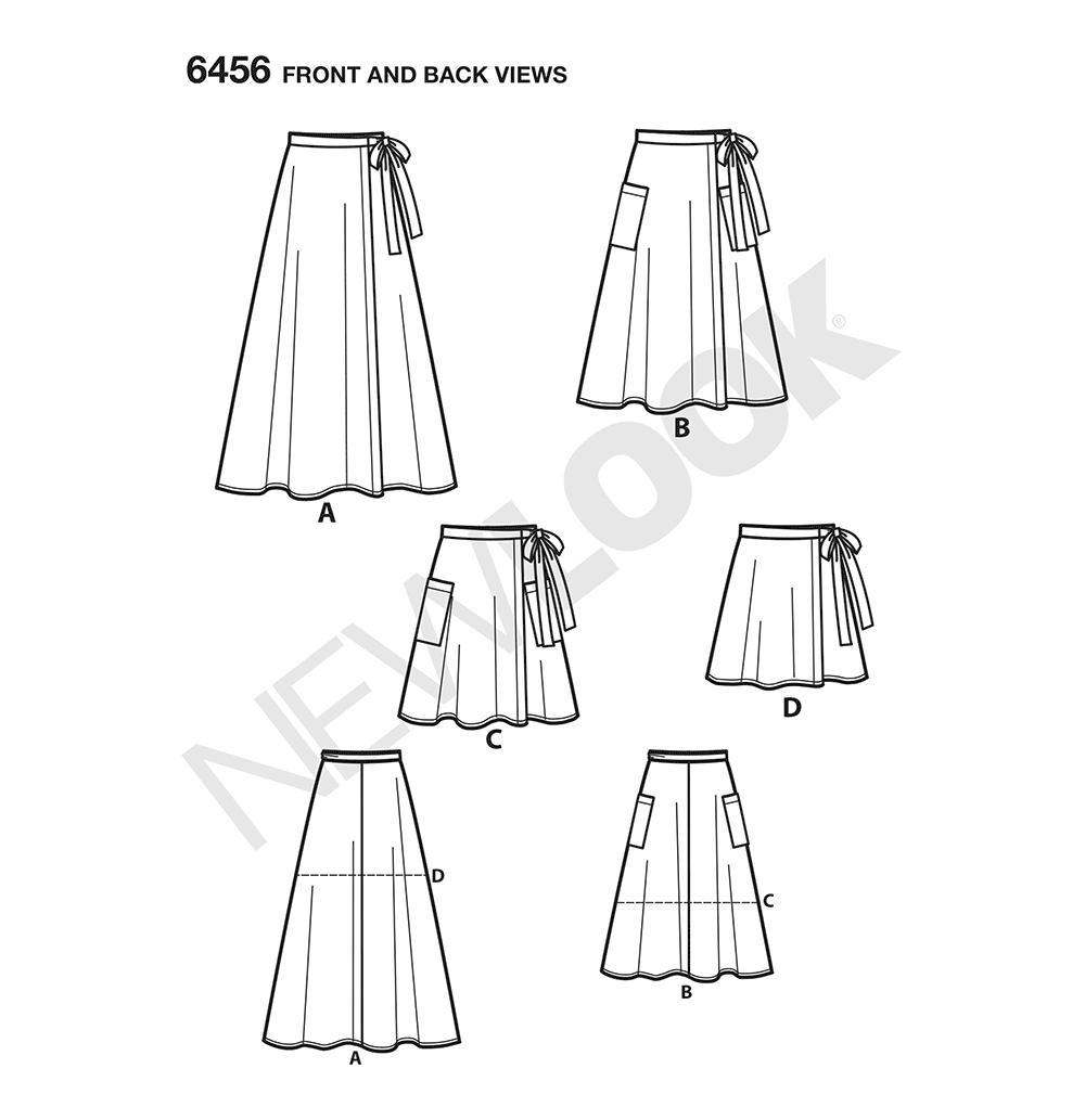 Patron New Look n°6456 – Jupe portefeuille pour femme