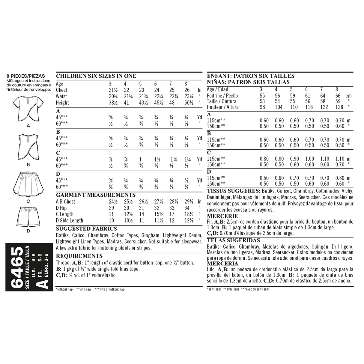 Patron New Look n°6465 – Ensemble pour fille