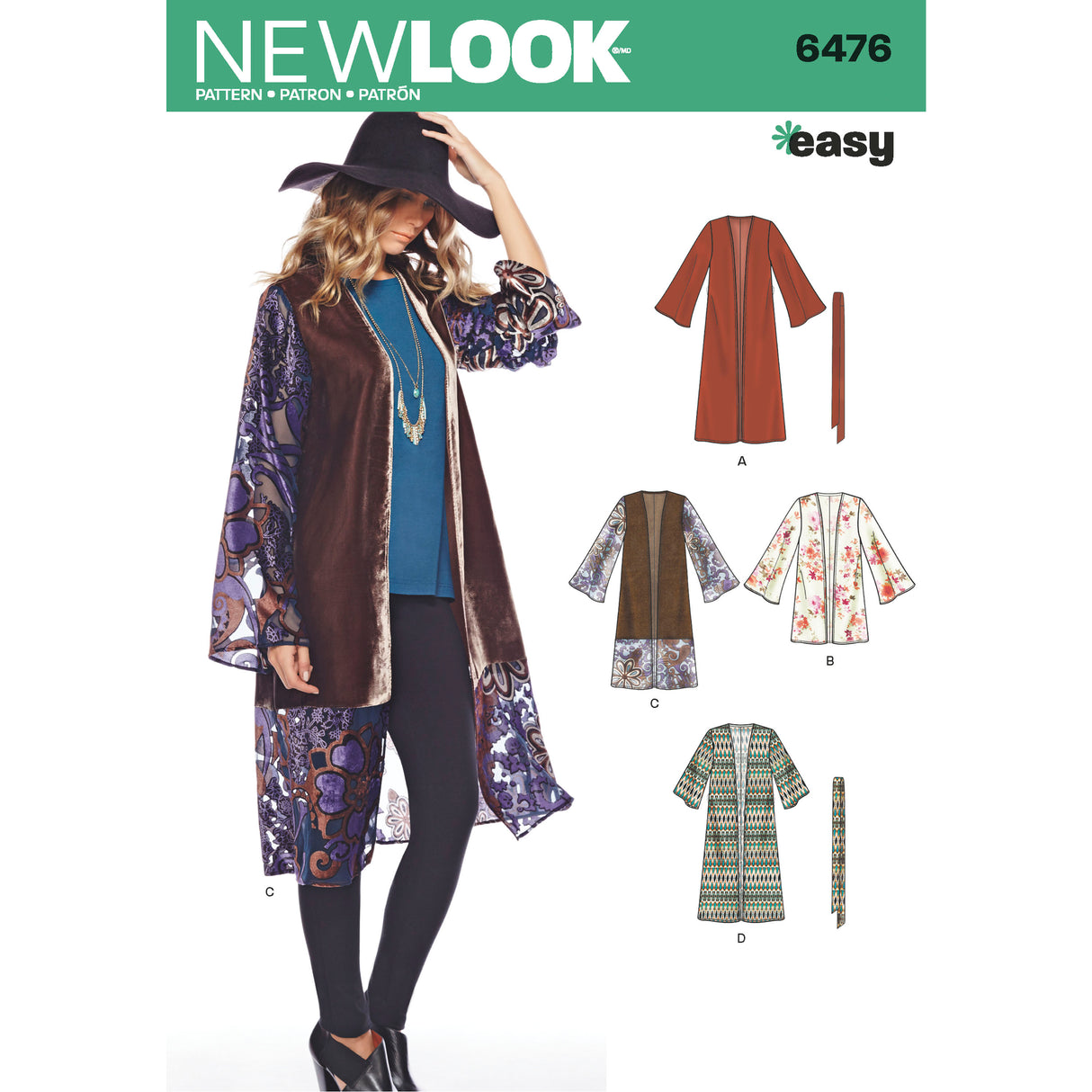 Patron New Look n°6476 – Kimono long pour femme