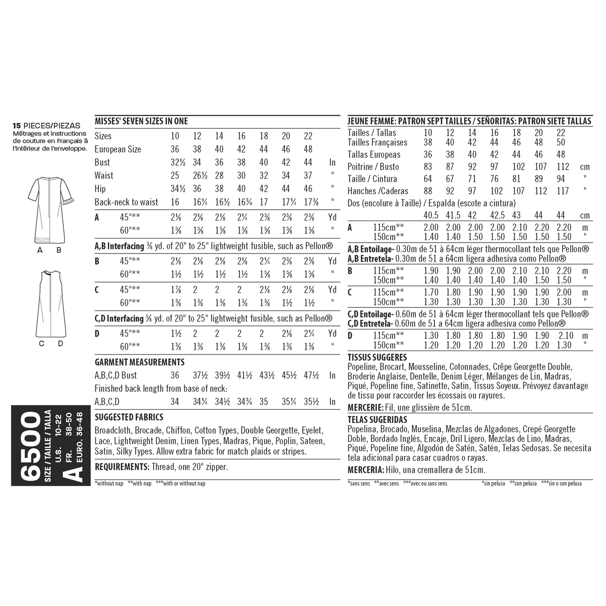 Patron New Look n°6500 – Robe trapèze pour femme