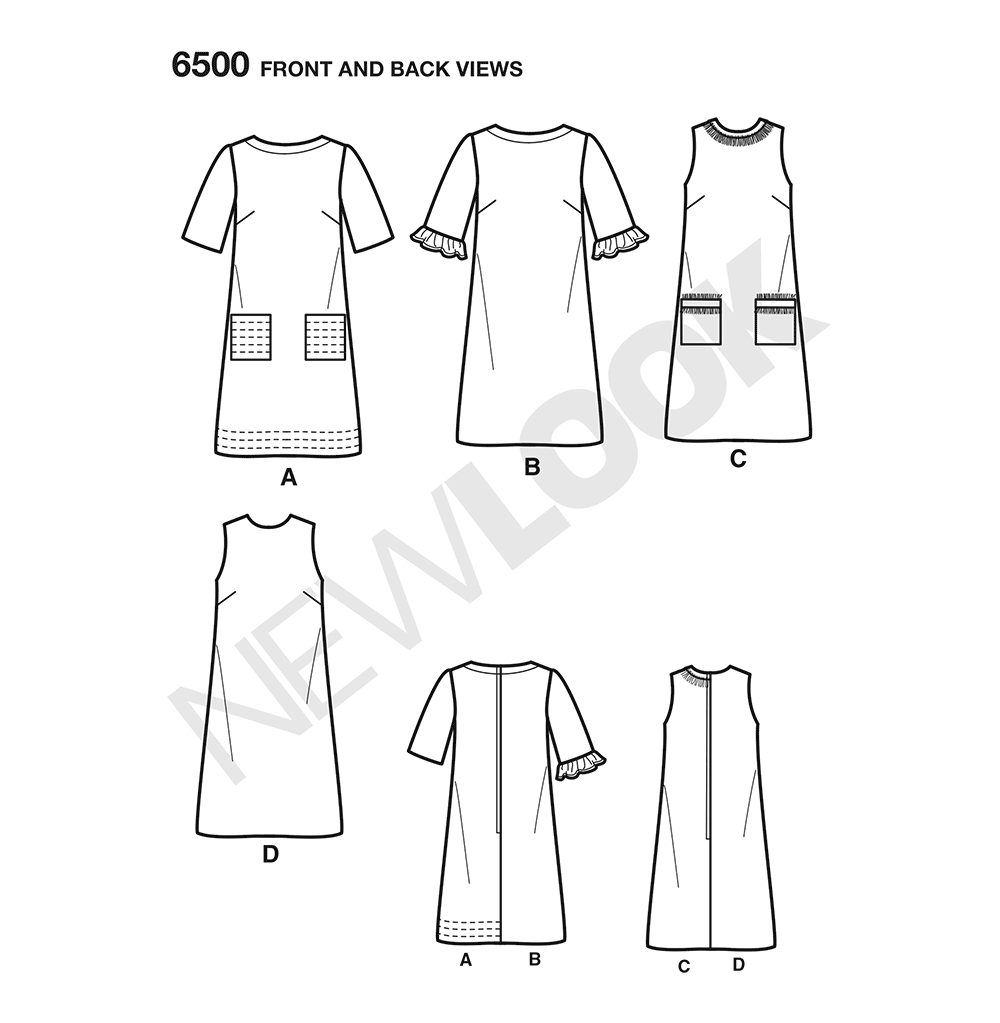 Patron New Look n°6500 – Robe trapèze pour femme