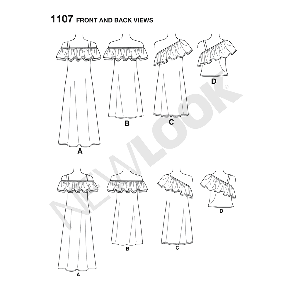 Patron New Look n°6507 – Robe à volants pour femme