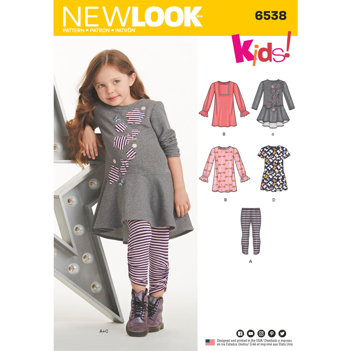 Patron New Look n°6538 – Ensemble robe et legging pour fille